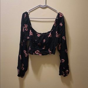 Crop Top Floral Long Sleeve Wild Fable
